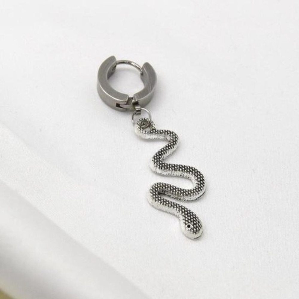 Silver Snake Hoop Earring